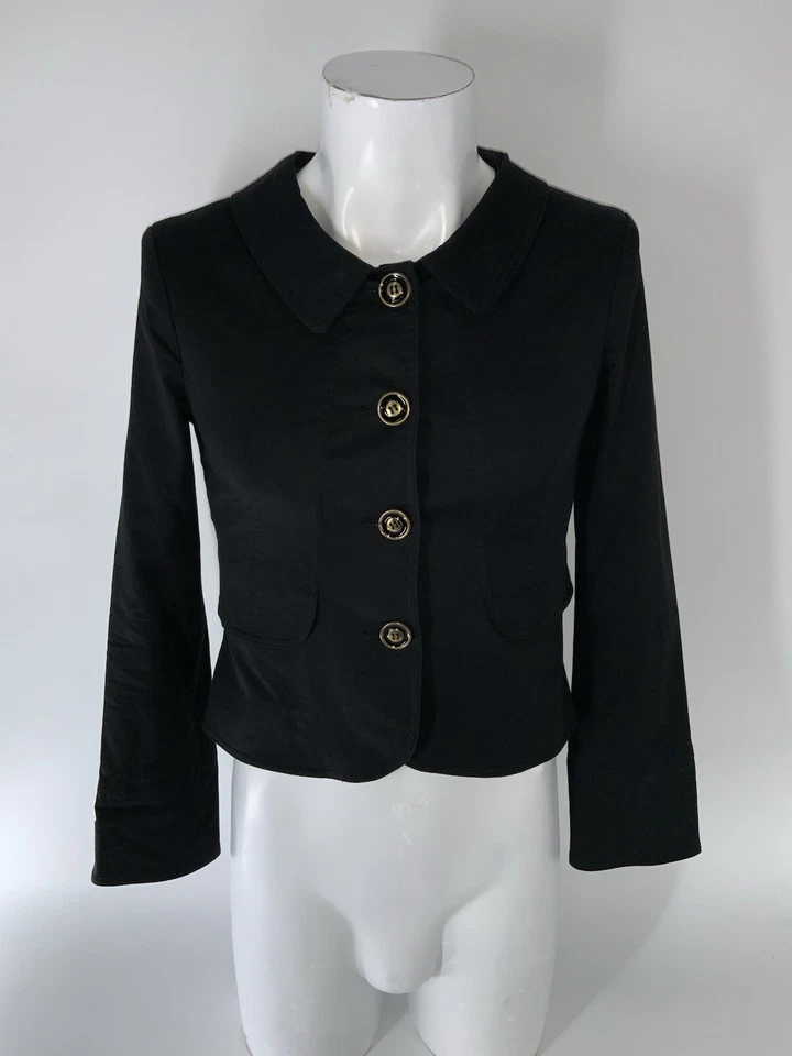 Vertigo Paris Blazer Jacket Women’s M Black Cotton Stretch Long Sleeve YGI T2-45 Foto 2 de 4