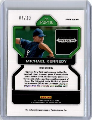 2022 Prizm Draft Picks Lime Green Michael Kennedy Auto 7/23 (B71