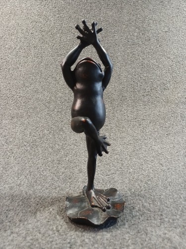 Yoga Frog Sculpture Resin 9.5" Tall Bronze Look - Picture 16 of 16