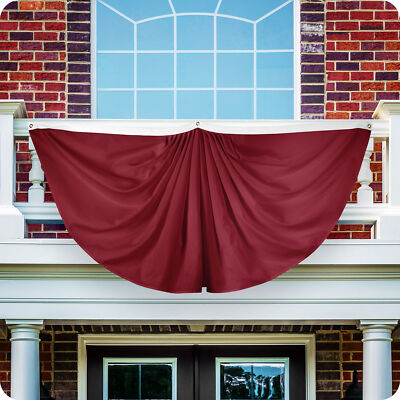 G128 Solid Burgundy Color Pleated Fan Flag 3x6 Ft Printed 150D Polyester
