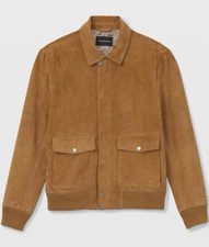 New Club Monaco Suede Bomber Manteau Jacket Size Small Brown $695 Nwt