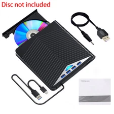 Slim External CD DVD Drive USB 3.0 Writer Burner Player Black For Laptop PC