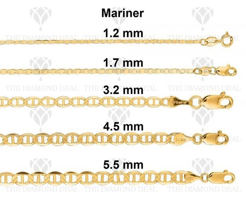 Collar de cadena mariner de oro amarillo liso de 10 K, de 7"" a 30"" pulgadas, todos los tamaños - Imagen 12 de 13