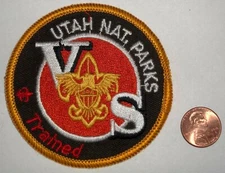 BSA OA BOY SCOUTS OF AMERICA INSIGNIA POSITION PATCH UTAH NTL PARKS TRAINED GOLD