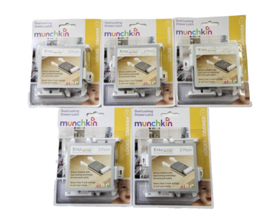 Munchkin Dual Locking Drawer Latch Lot 5 2 Pack 10 Total Locks New Baby Toddler