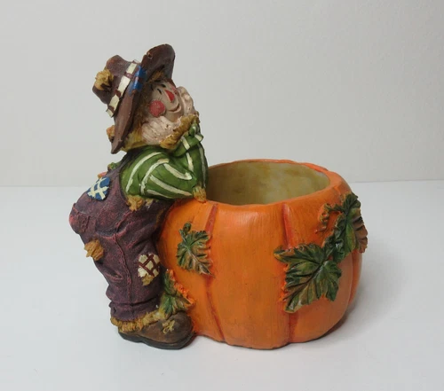 Fall Scarecrow Halloween Pumpkin Candy Bowl Autumn Thanksgiving Table Decor