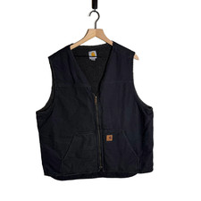 Carhartt Mens XL Tall Canvas Work Vest Sherpa Black Big  Tall Hiking Outdoors