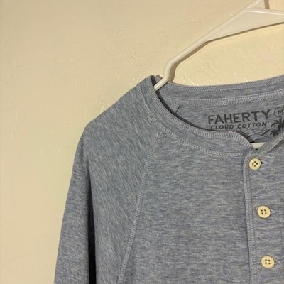 Chemise Homme Faherty Cloud Henley 2XL - Bleu, Coton Super Doux, Manches Longues