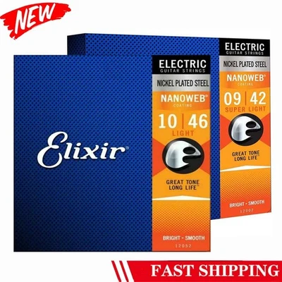 Elixir NANOWEB Nickel-plated Steel Electric Guitar Strings 6 String Sets NEW