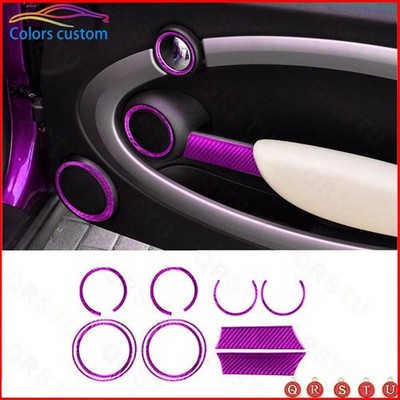 For Mini Cooper R55 R56 2007-10 10X Purple Carbon Fiber Door Pusher Handle Cover