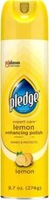 Pledge Furniture Polish Spray 9.7 oz – Lemon Scent, Wood Cleaner & Enhancer
