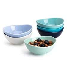 Porcelain Small Bowls 4 oz Set of 6 - Assorted Colors for Dipping, Snack, Sau...