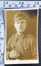 Soldier Identification Portrait WW2 German Military BW Photo Snapshot #1