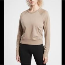 ATHLETA BROWNSTONE BEIGE LONG SLEEVE SUNDOWN PUCKERED SWEATSHIRT SIZE XS