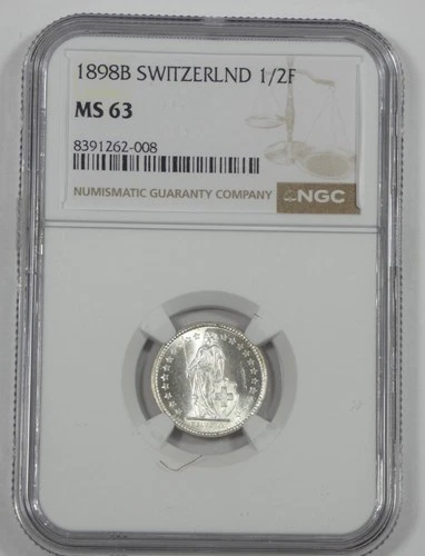 1898-B Switzerland Silver Half Franc CERTIFIED NGC MS 63
