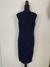 Talbots Navy Blue Sleeveless Dress Embroidered Women’s 8 Floral Monochromatic