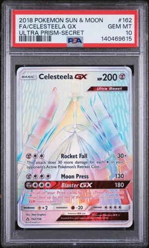 Celesteela Gx Ultra Prism-Secret Pokemon Sun & Moon Ultra Prism 162/156 PSA 10