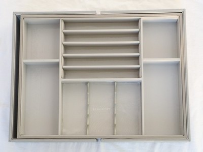 STACKERS Expandable Multiple Section Jewelry Storage Organizer Tray Beige Gray