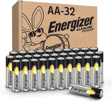Energizer Alkaline AA Batteries 32-Pack Long-Lasting Double A Battery