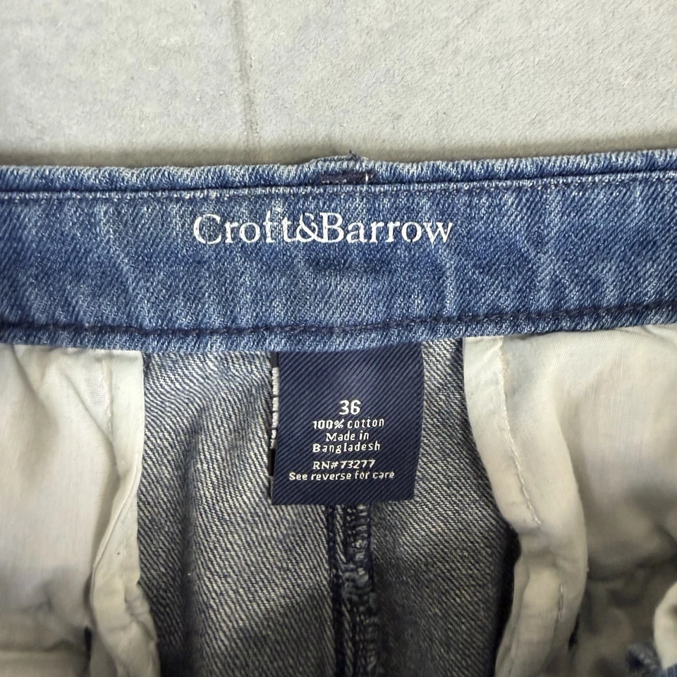 Croft & Barrow Denim Shorts Mens 36 Blue Medium Wash Elastic Waist 6" Inseam - Image 3 of 4