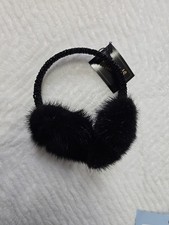 Women Black Mink Fox Fur Earmuffs Ear Fluffy Protection Headwear Headband 627m