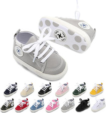 Baby Girls Boys Shoes Soft Anti-Slip Sole Newborn First Walkers High Top Canvas