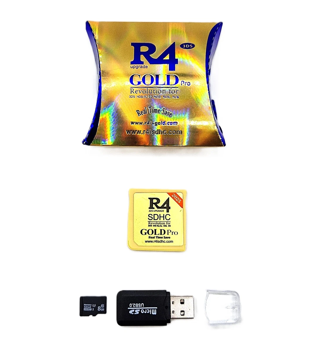 Cartucho R4 Gold Pro SDHC 2025 compatible con Nintendo 3DS 2DS DS NDS 8 GB 3 DS