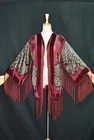 Art to Classic Burgundy Hippie Peacock Duster Kimono Opera Jacket Burnout Velvet