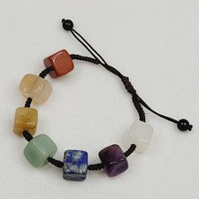 Genuine Natural Seven Gemstone Chakra Fashion Jewelry Bracelet Adjustable Cord