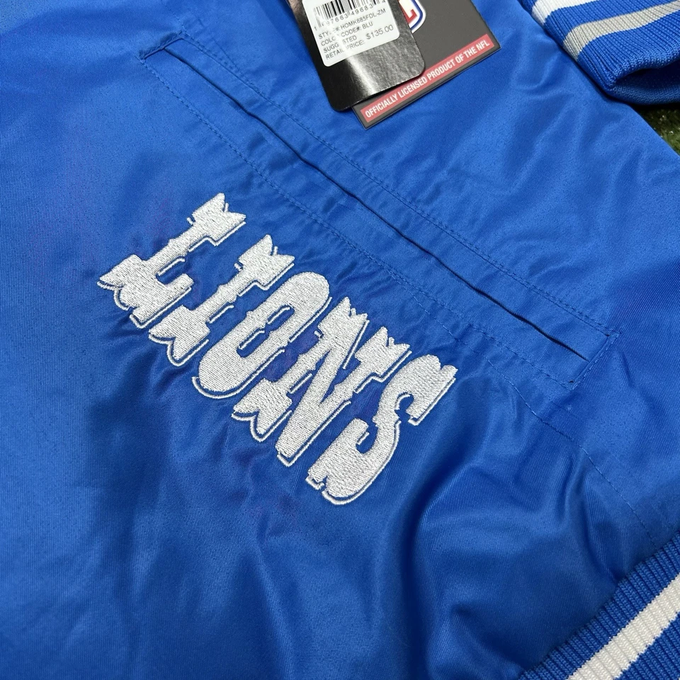 Detroit Lions Full Snap Blue Satin Bomber Varsity Jacket Size XL,XXL NWT - Image 3 of 4