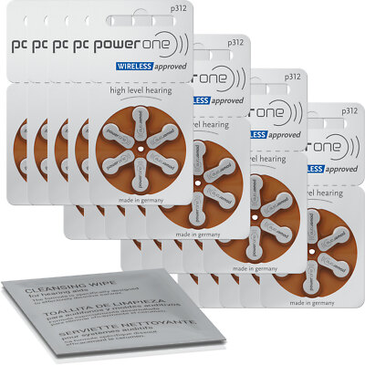 120x VARTA powerone Hörgerätebatterien P312 Braun (20x 6er Bl.) +Reinigungstuch