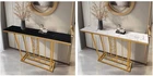 Large Marble Effect Sintered Stone Metal Frame Console Table Hallway Furniture