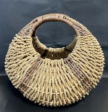 Gondola Style Vintage Woven Rattan Wicker Decorative Storage Basket