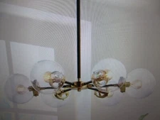 Jonathan Y Caleb 6-Light Black and Brass Cluster Pendant Light with Shades