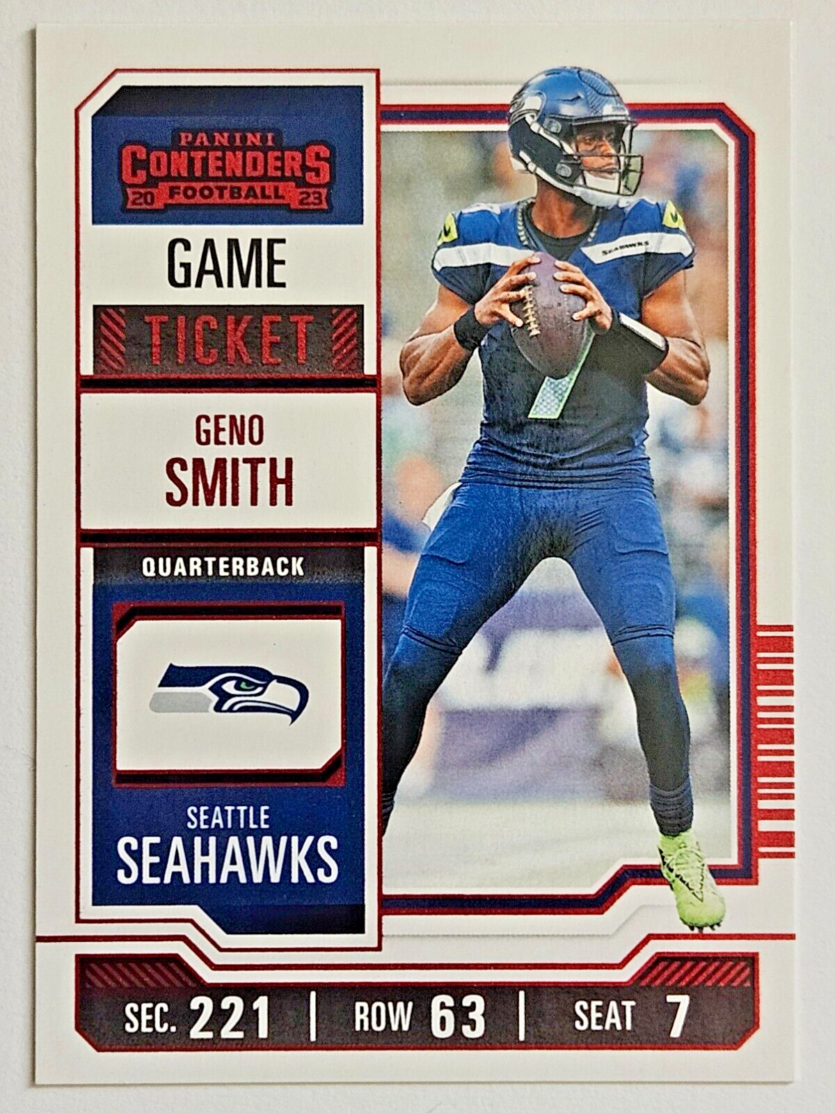 2023 Panini Contenders Game Ticket Geno Smith #90 Red Foil Seattle Seahawks