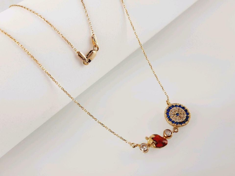 Beautiful, Fine Gold Chain 585 with Solid Pendant **r… Gem