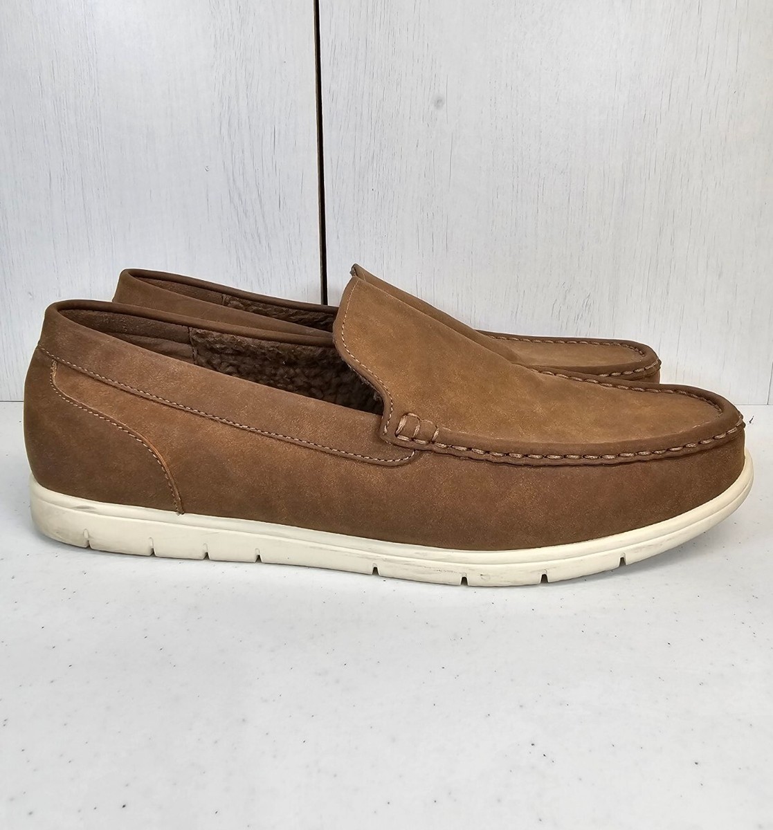 Nordstrom Brown Faux Leather Brayden Loafers Fur Lining Slip On