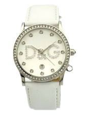 D&G Dolce and Gabbana DW0091 Women's Stones💎 Watch with White Leather Strap