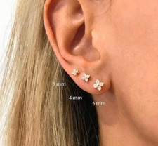 Flower CZ Stud Earrings   dainty stud earring, sterling silver flower earrings