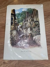 Clovelly High Street Devon 35x25cm Judges Art Print (EX COND)