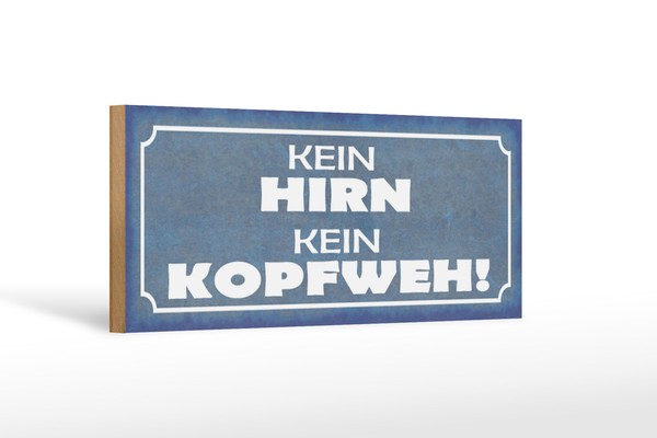 Holzschild Spruch 27X10 Cm Kein Hirn Kein Kopfweh Geschenk Schild Wooden Sign-image