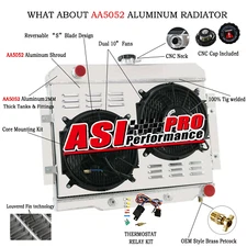 3 Row Aluminum Radiator+Shroud Fan Fit 72-86 Jeep CJ5 CJ6 CJ7 Chevy 350 V8 Sbc