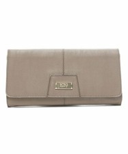NEW BCBG TAUPE PVC,GOLD TONE LOGO,CHIC CLUTCH FLAP ENVELOPE BAG-MSRP $78