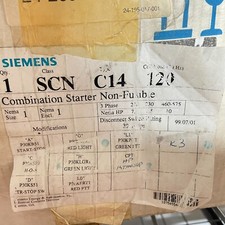 SIEMENS SCNC14120 COMBINATION MOTOR CONTROLLER 30A 600V Missing a starter