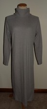 New Lou & Grey LOFT Sweater Dress Medium Long Modest Gray Turtleneck Ribbed