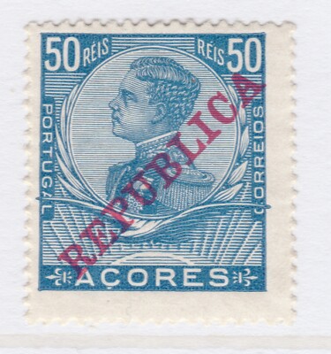 Portugal Acores Azoren 1911 D. Manuel Optd REPUBLICA 50r MH* A27P28F23719