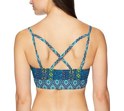 Coastal Blue Damen gebändert Wickelschrift Bikini Oberteil Mehrfarbig Größe L - Bild 2 von 2