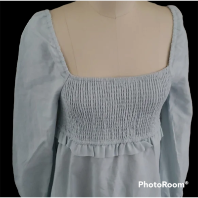 7 FOR ALL MANKIND LINEN BLEND SMOCKED PUFF SLEEVE DRESS (NWT) SIZE SMALL |  eBay