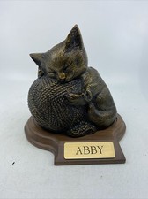 Precious Kitty Cat Figurine Cremation Urn in BRONZE with engraved base