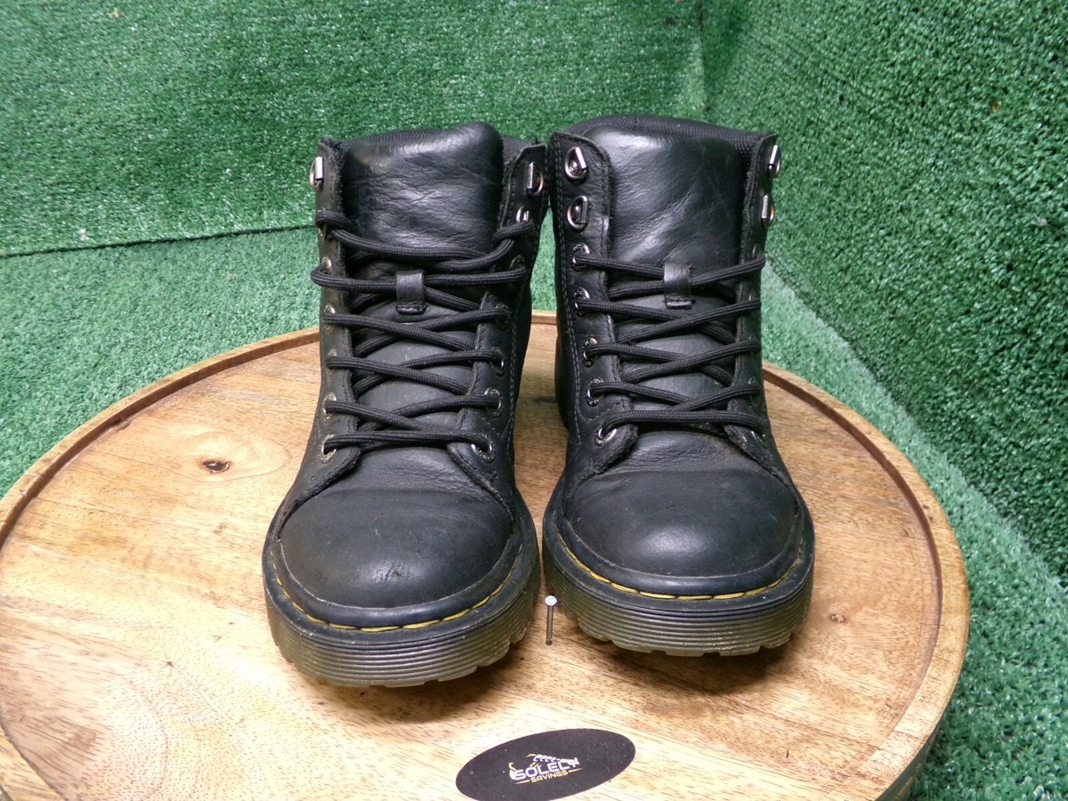 Martens Womens Faora Mid Top Black Leather Combat Ankle Boots